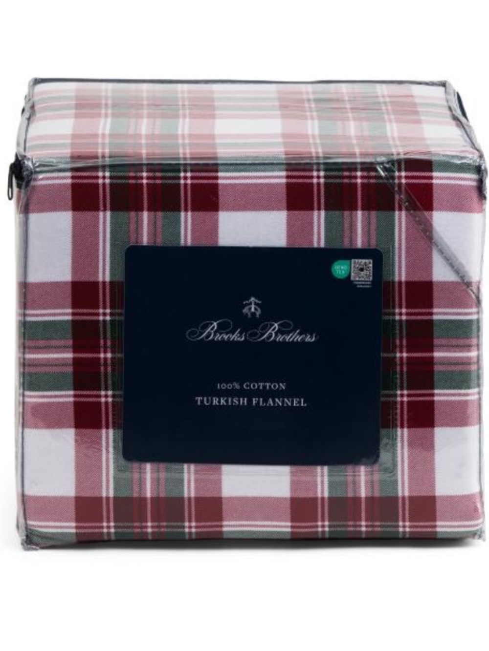 Brooks Brothers Red and White Plaid Turkish Flannel Sheet Set